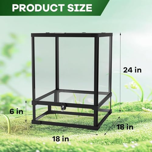 34 Gallon Reptile Tall Glass Terrarium 24" x 18" x 28" - Anti-Escape Design, Dual-Climate Water-Tight Base for Easy Maintenance,Reptile Enclosure with Top Screen Ventilation - size: 34 Gallon-T