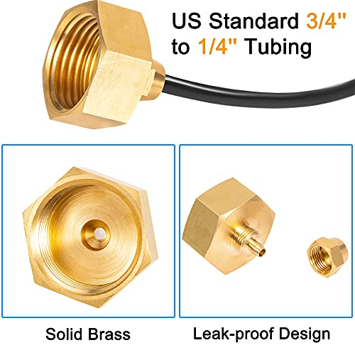 2 Pack Garden Hose Adapter, Solid Brass Standard 3/4" Female Thread to 1/4" Tube Adapter for Water Hose,Convert 3/4" Garden Hose to 1/4" Tube - size: 2 Sets 3/4" to 1/4" Adapter