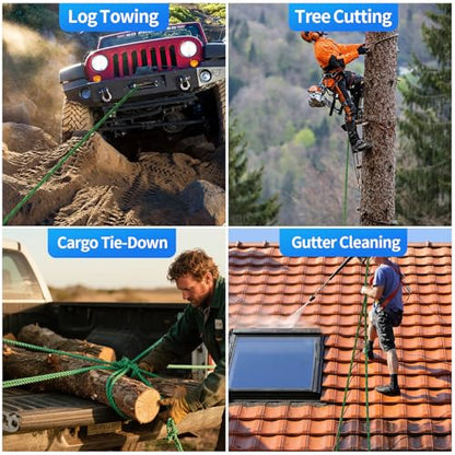 150Ft 1/2 Inch Heavy Duty Climbing Rope,Arborist Rope for Tree Pulling (Green) - size: 150ft-Green