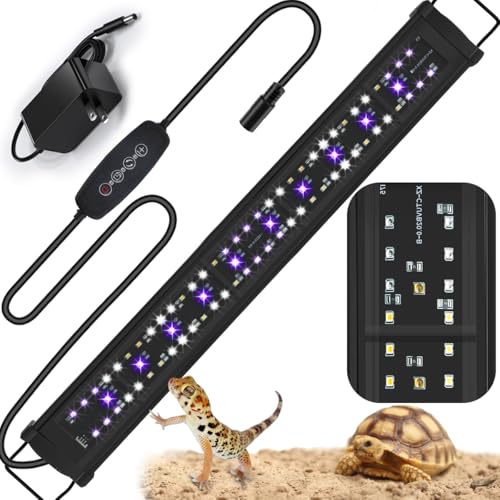 LED UVB Reptile Light with Timer & Dimmer, Adjustable 10.0-20.0 UVA UVB Fixture, Full Spectrum Sunlamp for Bearded Dragons, Turtles, Snakes, Desert & Tropical Habitats, 22-Inch - size: 22 Inch