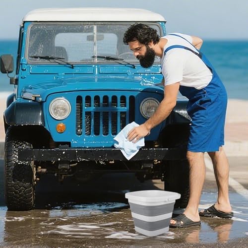Car Wash Bucket 5L, Collapsible Bucket for Cleaning Supplies, Folding Mop Buckets Water Storage Containers for Camping Gardening Finishing Beach Outdoor RV Sink Wash Basin Ice Tub Swamp Emergency Prep - size: 5L