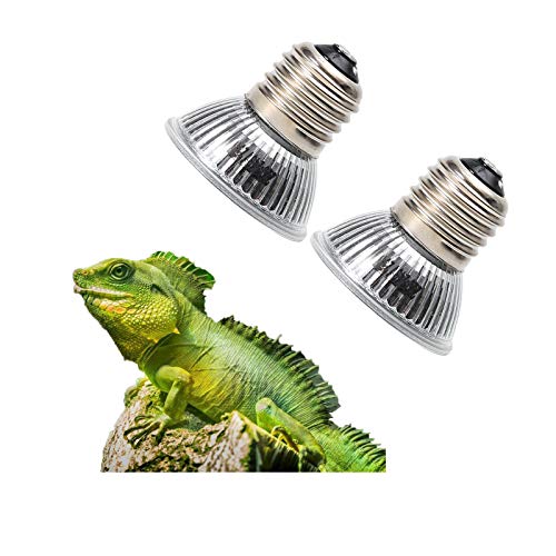 75W Reptile Heat Lamp, Turtle Heating Light UVA UVB Temperature Adjustable 360°Rotatable Clip Basking Lamp for Amphibian Reptile Turtle Lizard Snake (2pcs 75W Bulb) - size: 2pcs 75W Bulb
