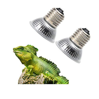 75W Reptile Heat Lamp, Turtle Heating Light UVA UVB Temperature Adjustable 360°Rotatable Clip Basking Lamp for Amphibian Reptile Turtle Lizard Snake (2pcs 75W Bulb) - size: 2pcs 75W Bulb