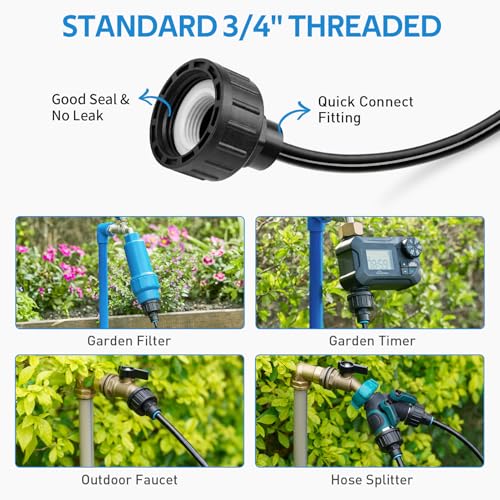 Misting Cooling System, 65FT Pre-Assembled Misting Kit | 18 Rust-Proof Nozzles, 3/4" Adapter, Outdoor Mister for Patio Cooling, Greenhouse, Pet & Chicken Coop