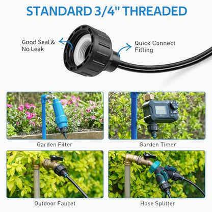 Misting Cooling System, 65FT Pre-Assembled Misting Kit | 18 Rust-Proof Nozzles, 3/4" Adapter, Outdoor Mister for Patio Cooling, Greenhouse, Pet & Chicken Coop