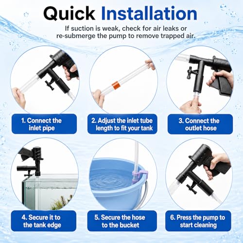 Fish Tank Cleaner Kit, Gravel Vacuum for Aquarium, Aquarium Vacuum & Siphon, Fish Tank Cleaning Kit, Aquarium Vacuum Gravel Cleaner