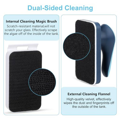 fishkeeper Aquarium Magnetic Glass Cleaner, Fish Tank Algae Cleaning Tool | Magnet with Algae Scraper for Glass Aquariums Tank, Floating Scrubber Brush, 2 Detachable Scrapers, Small - size: S for Glass Thickness：1/8"-1/4"
