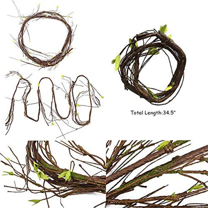 Hamiledyi Bearded Dragon Tank Accessories Lizard Large Hammock Jungle Climber Vines Flexible Leaves Bendable Vine Artificial Branch Habitat Reptile Decor for Chameleon, Lizards,Gecko,Snakes