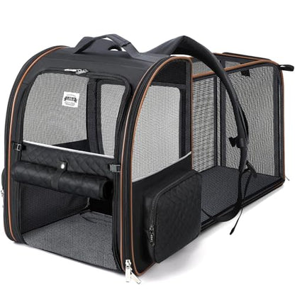 Large Cat Backpack Carrier Expandable Pet Carrier Backpack for Small Dogs Medium Cats Fit Up to 18 Lbs, Dog Backpack Carrier, Foldable Puppy Backpack Carrier for Travel, Black - color: Black