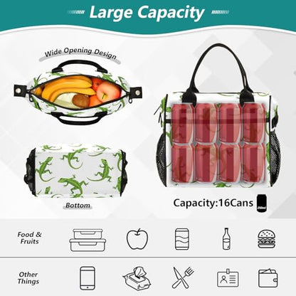 Lunch Bag Insulated Lizard Animal Reptile Nature Wildlife Lunch Box for Men Women Reusable Cooler Tote Bags for Work School Picnic - size: Medium