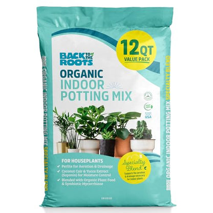 Back to the Roots 100% Organic Indoor Potting Mix (Value 12 Quart) | Promotes Healthy Houseplant Growth| Made in The USA - size: 12 Quart, style: Indoor Soil