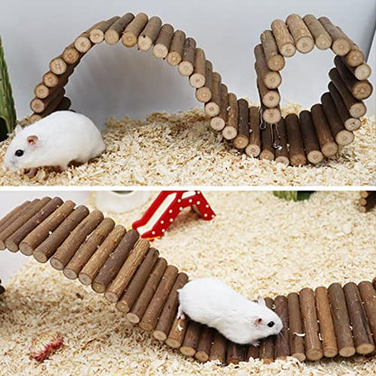 Rat Ladder Bridge, Wooden Hamster Climbing Ladder Toy, Small Animals Cage Accessories for Bird Parrot Hamster Mouse Rat Sugar Glider Hermit Crab Sugar Glider Chinchilla(23.62x3.14 Inches) - color: Willow Wood