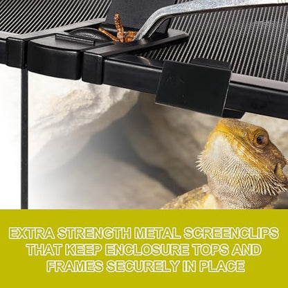 6Pack Reptile Terrarium Covers Heavy Duty Screen Clips for 5-29 Gallons, Aquarium Lid Clips for Reptile Tank Lid, Rreptile Enclosure Lock for Amphibian and Turtle Terrarium Covers