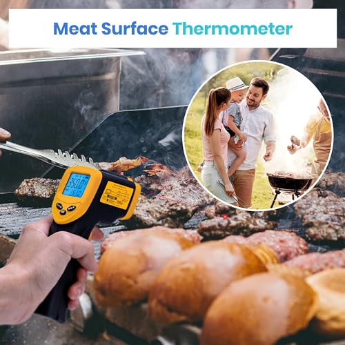 Etekcity Infrared Thermometer Laser Temperature Gun 774 | Cooking, Pizza Oven, Griddle, BBQ, Meat, HVAC, Engine, Adjustable Emissivity, MAX Display, Surface Measurement - color: Light Yellow, style: Classic