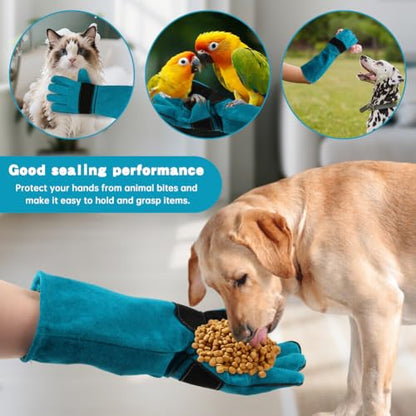 Animal Handling Gloves, Bite Proof Cat Gloves, Pet Leather Glove Cat Scratch with Pet Comb, Multipurpose for Rose Pruning, Gardening, Pets Grooming