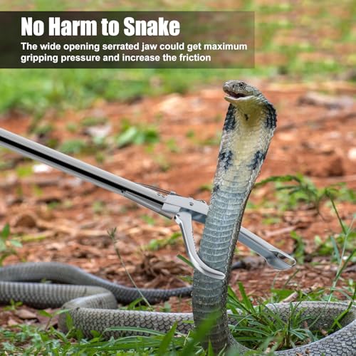 47" Extra Heavy Duty Snake Tongs Reptile Grabber Catcher | Wide Jaw Handling Tool for Outdoor, Garden, and Emergency Use - size: 47 Inch