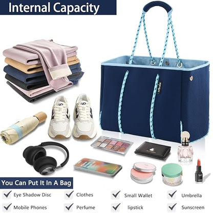 Hibala Neoprene Multipurpose Beach Bag,Gym/Travel/Pool Bag,Tote For Women&Men - color: Blue