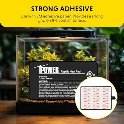 iPower 4x7 Inch Reptile Heating Pad with LCD Digital Aquarium Thermometer, Under Tank Heater Warmer Heat Mat for Turtles, Lizards, Frogs, Snakes - color: Black/Heat Pad + Thermometer, size: 4" x 7"