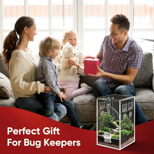 Set of 2 Jumping Spider Enclosure | Acrylic Insect & Bug Terrarium, Praying Mantis Habitat, No Assembly Required, 2-Size Kit - size: 1.5mm