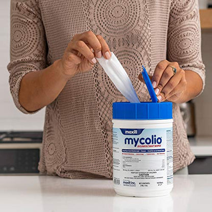 Mycolio Hospital Grade Disinfectant Wipes - 6" x 7” - Disinfecting Antibacterial Sanitizing Cleaning Wipes - 6 canisters, 960 Wipes