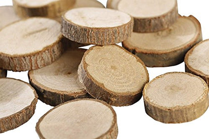 Gmark 50-Pack Natural Wood Slices, 1 to 1.5 Inch Unfinished Round Wooden Circles with Tree Bark, Small Craft Wood Discs for Ornaments, Painting, Pyrography & DIY Arts GM1083 - size: 1-1.5 Inch