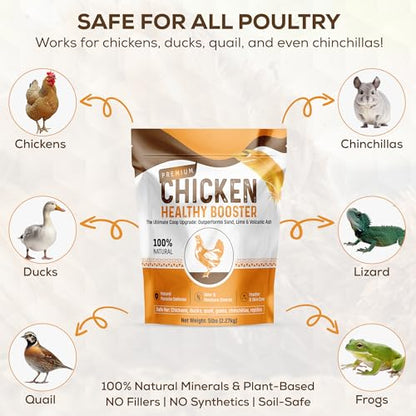 Chicken Dust Bath Sand Mix – Natural Poultry Dust for Feather & Skin Care | Diatomaceous Earth Blend | Coop Cleaner & Odor Control | Safe for Chickens, Ducks, Chinchillas-5 lbs - size: Chicken Bath Sand Mix