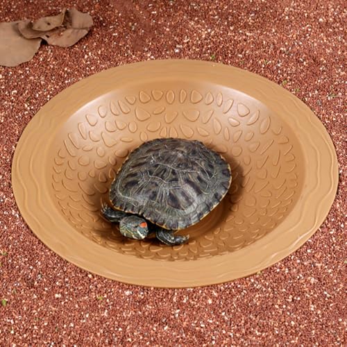 Turtle Bathing Pool Small, Resin Water Dish Feeding Bowl with Gentle Slope | for Turtles, Lizards, Frogs, Snakes - color: Yellow