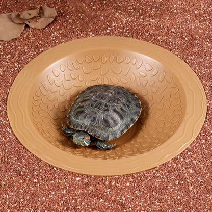 Turtle Bathing Pool Small, Resin Water Dish Feeding Bowl with Gentle Slope | for Turtles, Lizards, Frogs, Snakes - color: Yellow