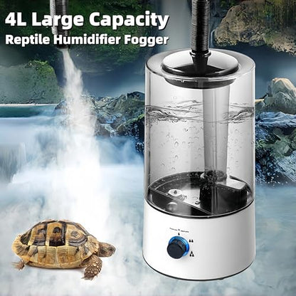 4L Reptile Humidifier Fogger, Cool Mist Humidifier for Plants, Grow Tent Terrarium Humidifier with Extended Hose, Adjustable Mister Fogger for Reptile Tank, Mushroom, Houseplants, Bedroom