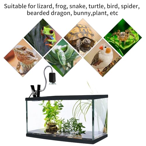 Reptile Heat Lamp,UVA UVB Reptile Light with 360°Rotatable Hose and Timed with 2 Bulbs(25W,50W),Basking Calcium Light Heat Lamp Bulbs for Turtle,Bearded Dragon,Lizard,Snake Tank(Black) - color: Black