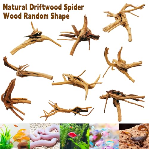 Hamiledyi 4PCS Driftwood for Aquarium 8-10in Natural Spider Wood Reptile Branches Fish Tank Log Ornament Aquarium Trunk Decoration - size: Spiderwood (8-10in 4PCS)