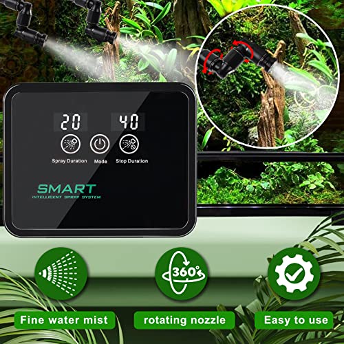 Reptile Mister Automatic Reptile Humidifiers Misting System Reptile Fogger Humidifiers Smart Timing Rainforest Sprayer, Timer Misting System for Reptiles Amphibians Breeding Plants Watering
