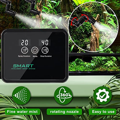 Reptile Mister Automatic Reptile Humidifiers Misting System Reptile Fogger Humidifiers Smart Timing Rainforest Sprayer, Timer Misting System for Reptiles Amphibians Breeding Plants Watering