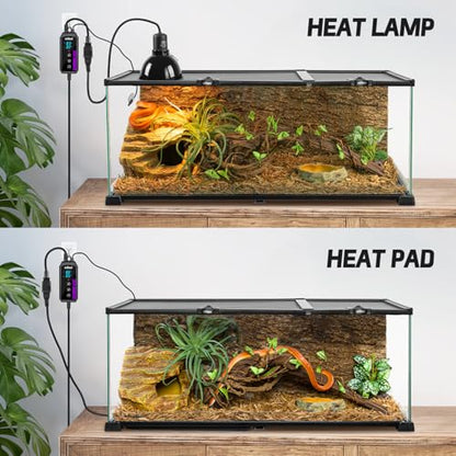 Digital Heat Mat Thermostat, PID Reptile Heat Lamp Dimming Thermostat Heating Pad Temperature Controller for for Aquarium Reptiles and Seedling, Breeding, Hatching