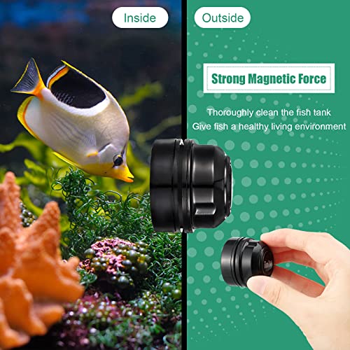 Cunhill 2 Pieces Mini Aquarium Glass Cleaner Magnetic Algae Scraper 1.57 x 1.38 Inch No Scratch Fish Tank Glass Cleaner Magnetic Brush for Thick Fish Tank Glass Acrylic Aquarium(Black)