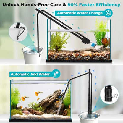 fishkeeper Electric Aquarium Gravel Cleaner, 8 in 1 Automatic Fish Tank Cleaning Tools Gravel Vacuum for Aquarium, for Change Water/Wash Sand/Water Filter/Water Circulation