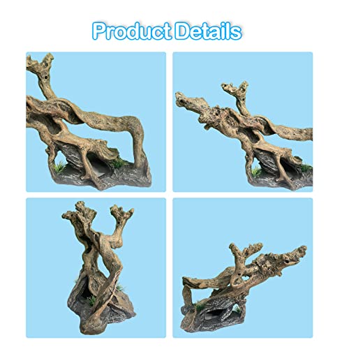 Resin Reptile Driftwood Decoration Bearded Dragon Branch Lizard Climb Habitat Decor Hanging Jungle Vines Reptiles Tank Accessories for Chameleon Snake Gecko Spider Fish Tree Frog