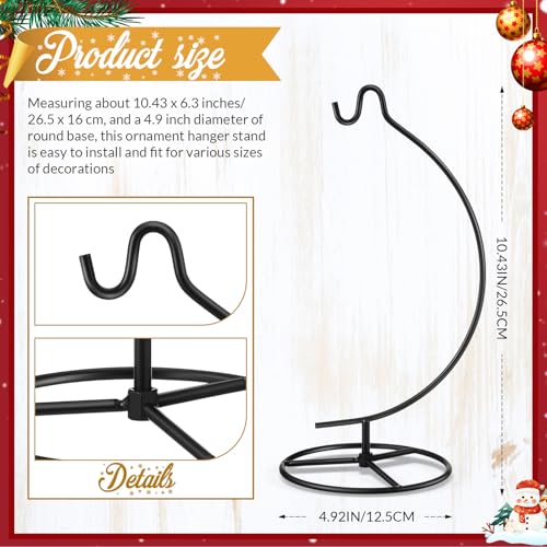 Ornament Display Stand Metal Hanger Christmas Home Office,Black | Ornament Holder for Glass Ball Air Plant Terrarium, Round Base Stand, Wedding Centerpiece Display, 10.43 Inch Height - color: Black
