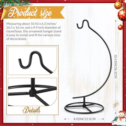 Ornament Display Stand Metal Hanger Christmas Home Office,Black | Ornament Holder for Glass Ball Air Plant Terrarium, Round Base Stand, Wedding Centerpiece Display, 10.43 Inch Height - color: Black