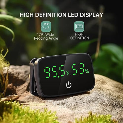 PAIZOO LED Digital Reptile Thermometer and Humidity Gauge with USB Charging | Long Battery Life, Switch Between ℉/℃, Terrarium Temperature Humidity Meter, for Snake Bearded Dragon Lizard or Greenhouse
