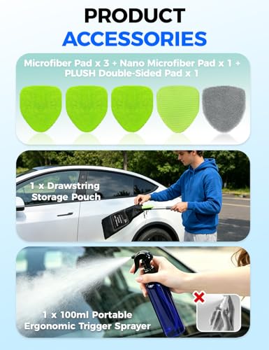 XINDELL Interior Windshield Cleaner Tool – Car Interior Window Cleaning Kit with Extendable Handle & 4 Microfiber Pads, Auto Wiper Inside Compact Windshield Brush for Car & Home Windows - size: 19in