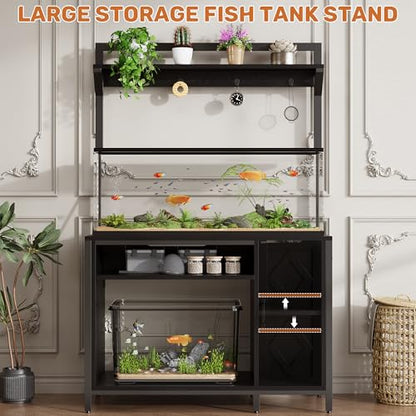 Saudism 75-120 Gallon Reptile Tank Stand with Display Shelf | Heavy metal frame - color: Black, size: For 120 Gallon Tank