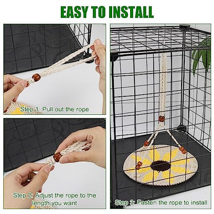 Jspupifip Reptile Hammock Bearded Dragon Accessories Reptile Summer Bed | Small Pet Habitat Shelter Cage Accessories for Chameleon Birds Rats Hamster Iguana - color: Beige&Yellow