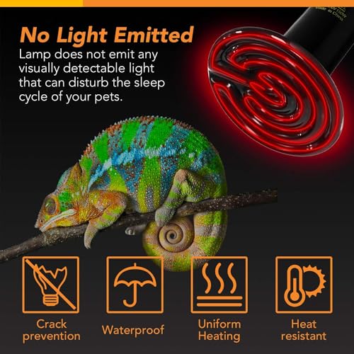 Simple Deluxe Ceramic Heat Emitter 150W Reptile Heat Lamp Bulb No Light Emitting Brooder Coop Heater for Amphibian Pet Snake Turtle & Incubating Chicken, No Harm, Color Black, 1 Pack - size: 150 Watts, style: 1 Pack
