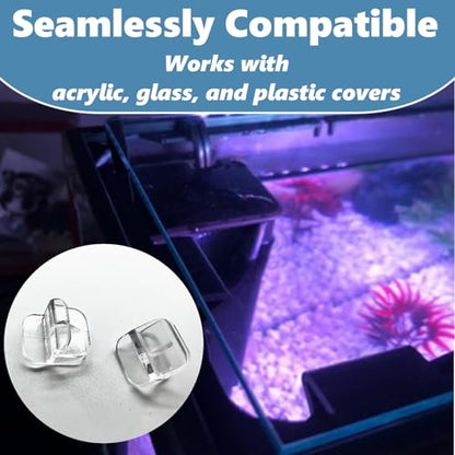 10 PCS Rimless Aquarium Clips for 1/8" to 3/16" Glass,Top Mounting Support Holder Clamp Replacements for Rimless Tank Lids