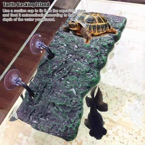 Automatic Turtles Basking Platform with Suction Cups Floating Dock for Semi Aquatic Reptiles, Amphibious Ramp for Tanks & Terrariums(S) - size: Small