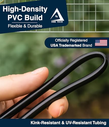 DBR Tech® 1/4 Drip Irrigation Tubing, 100 Feet, Flexible PVC Plastic Drip Irrigation Hose for Gardening, Misting, Hydroponics and DIY Landscape Garden Projects, Blank Distribution (100ft, Black) - color: Black, size: 100ft