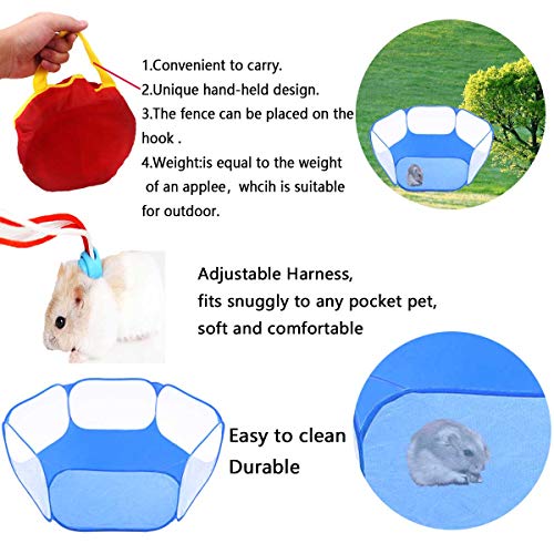 Small Animals Tent,Reptiles Cage,Breathable Transparent Pet Playpen Pop Open Outdoor/Indoor Exercise Fence,Portable Yard Fence (Blue) - color: Blue