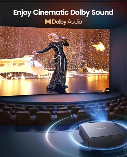 [Built-in Official App/4K Support/Compact]Smart-Projector with WiFi6 and Bluetooth, Outdoor Movie Projector & DoIby , Compatible with YouTube/PrimeVideo, AI Auto Focus, Portable Home Proyector