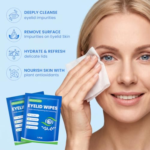 160PCS (2 Boxes) Eyelid Cleansing Wipes, Tea Tree Oil Gentle Cleansing Cloths, Gentle Daily Facial Cleansing Wipes for Sensitive Skin, Alcohol Free Moisturizing Eye Area Cleansing Wipes Bulk Pack - size: 1 Count (Pack of 160)